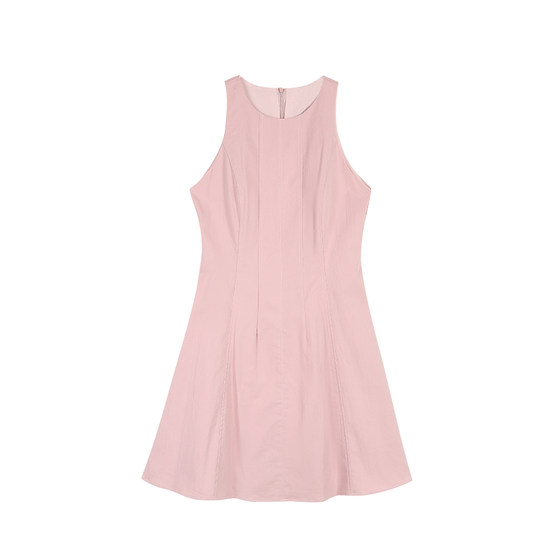 
pusumede high-end round neck vest dress for women, summer temperament, waist slimming, sleeveless a-line skirt