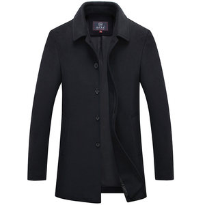 
Woodpecker middle-aged and elderly dad's spring and autumn coat cashmere coat men's mid-length woolen woolen men's windbreaker