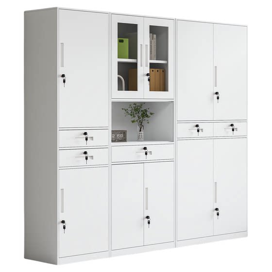
Steel floor-standing home sandwich storage cabinet office file cabinet information bookcase with lock and drawer storage storage