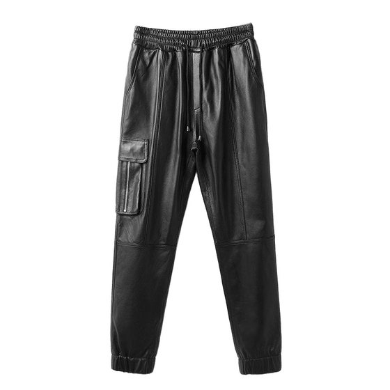 
Haining genuine leather pants men's first layer cowhide casual motorcycle style slim fit thickened warm motorcycle riding pants