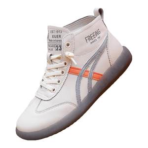Three sheep short boots genuine leather women's shoes with cotton non-slip soft sole new style 2025 autumn and winter mother shoes women's high top white shoes
