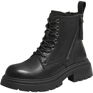 
TATA Heshe Boots 2025 Sheepskin Martin Boots Black Fashion Boots Thick Sole Heightening Short Boots CE201DD5