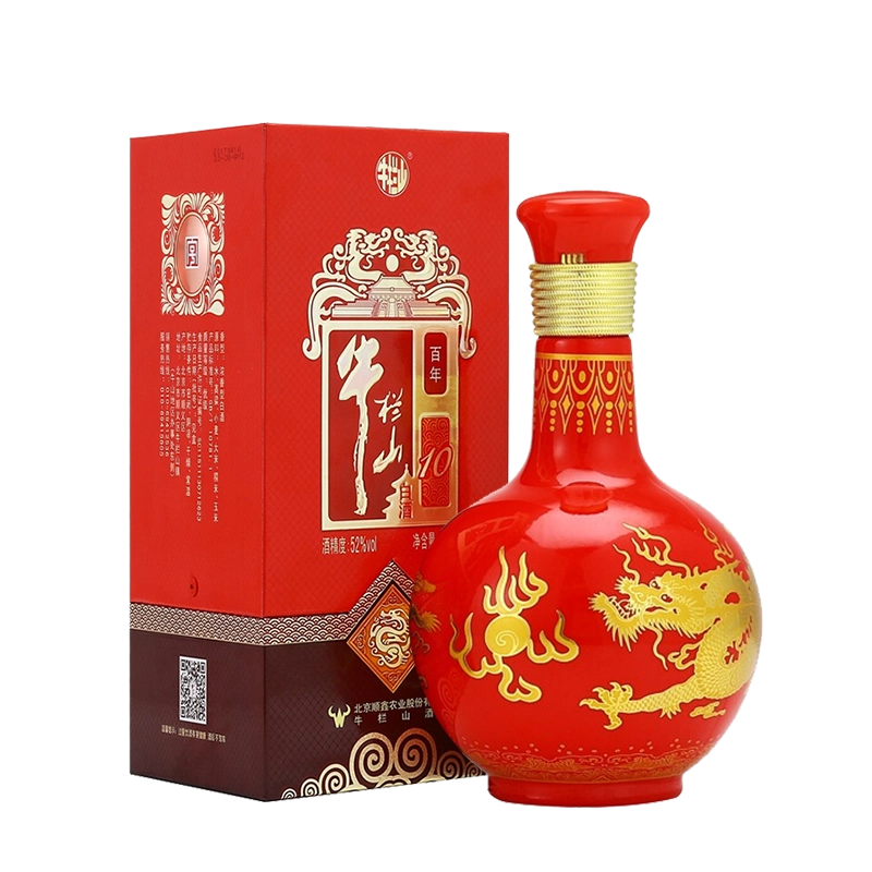 北京牛栏山52度高度百年红龙10浓香型白酒水