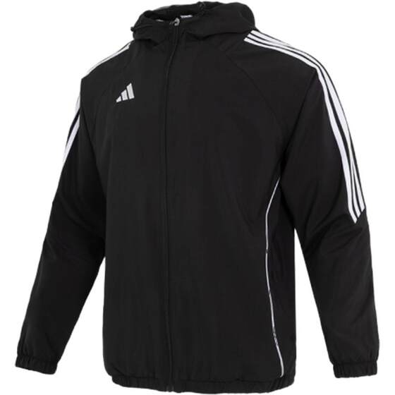 
Adidas hooded jacket women's summer new black running sportswear men's casual woven jacket