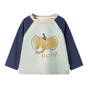 
Nido Bear spring new pure cotton children's long-sleeved T-shirt boys and girls raglan sleeve tops baby contrasting spring and autumn clothing