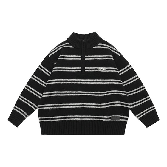 
Children's sweater jacket 2025 winter new style boys' round neck sweater thickened woolen sweater trendy large children's sweater