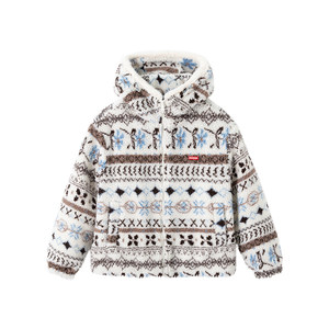 
SprayGround Shark Mouth Fair Isle imitation sherpa hooded cotton coat for men and women winter couple warm coat