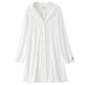 
RoseTree Modal nightgown for women spring and autumn sexy French boyfriend style white shirt 2025 new pajamas