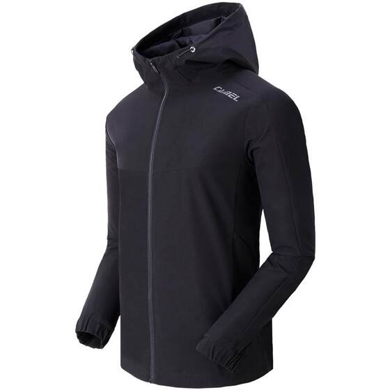 Camel sports climbing jacket Women's autumn and winter plus velvet -hooded jacket outdoor windproof waterproof leisure 茄
