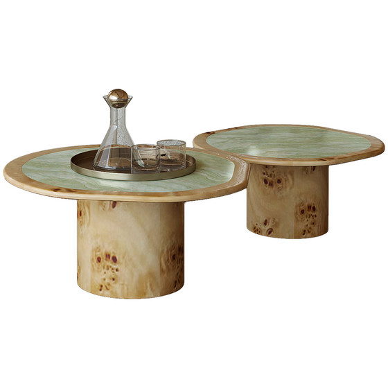 
PAULJOHN Tiffany green natural luxury stone combination coffee table Italian aesthetic designer villa living room coffee table