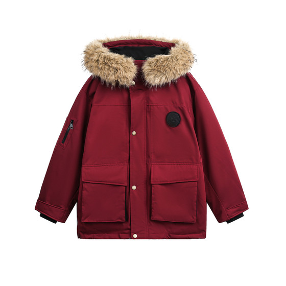 
NEVERNEED detachable fur collar hooded cotton coat for men and women in winter American couple thermal pie to overcome the coat trend