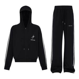 KKBBU American retro three-bar sports suit men and women couple loose lazy coat sweater two-piece fashion