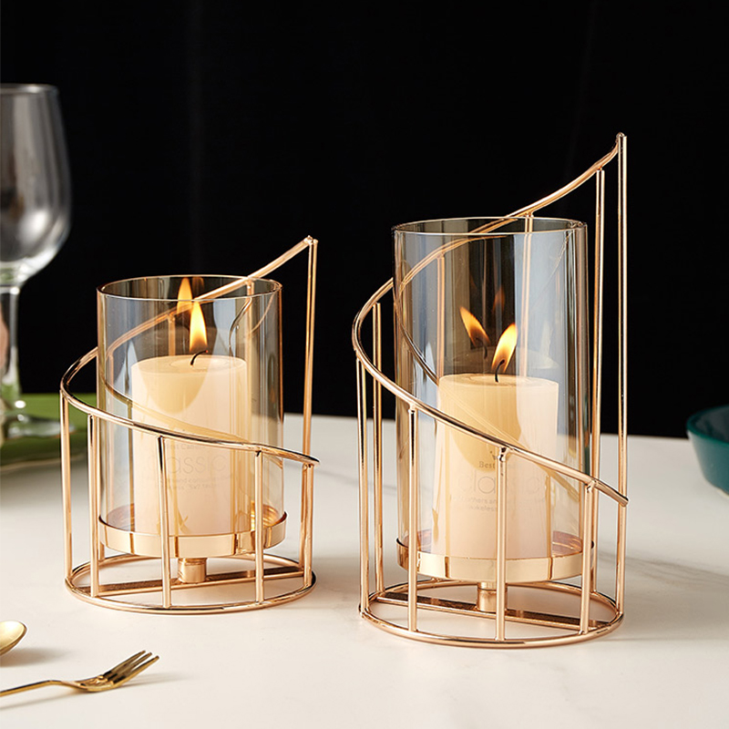北欧浪漫烛台摆件客厅餐桌欧式奢华高档铁艺蜡烛装饰烛光晚餐道具