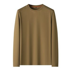 
Fall-in-the-line high-end long-sleeved T-shirt men's base white T-shirt solid color round collar