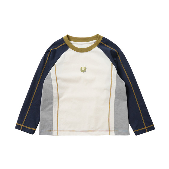 
UPF50+ children's raglan sleeve bottoming shirt, boys and girls T-shirt, long-sleeved medium-sized children's round neck top, spring and autumn children's clothing