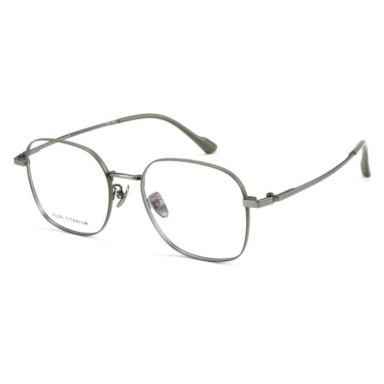 
Pure titanium matte green myopia glasses for women can be matched online with a large face, slimming and blue light eye frame
