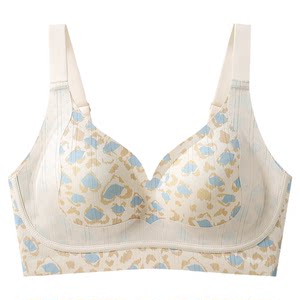
Plus size underwear for fat mm women 2026 new high-looking women's leopard print no rims small chest push-up bra summer thin section