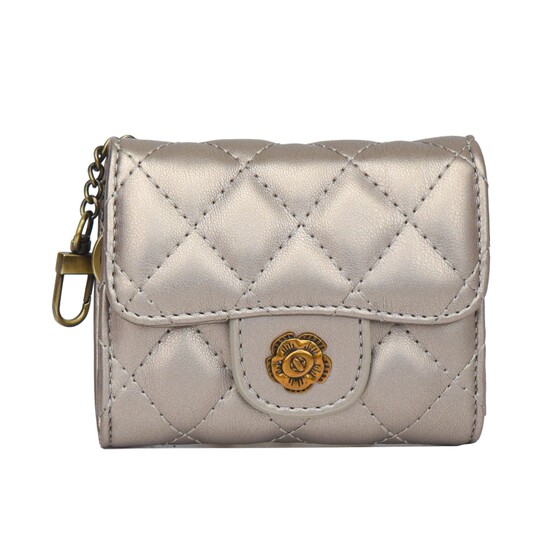 
Simple camellia diamond wallet card bag female student Xiaoxiangfeng multifunctional soft leather driving license small change clip