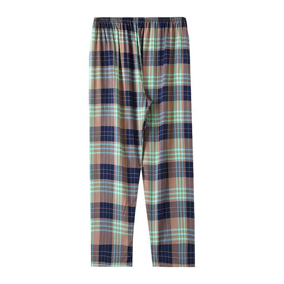 New men can wear home pants, cotton silk straight pants, loose, comfortable, light all -handed beach pants cotton pants
