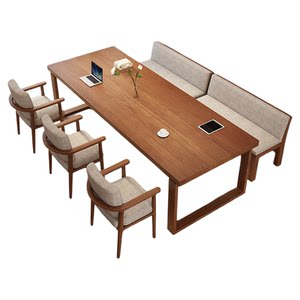 
Modern solid wood conference table long table de-living room office desk simple home reading and writing dining table workbench