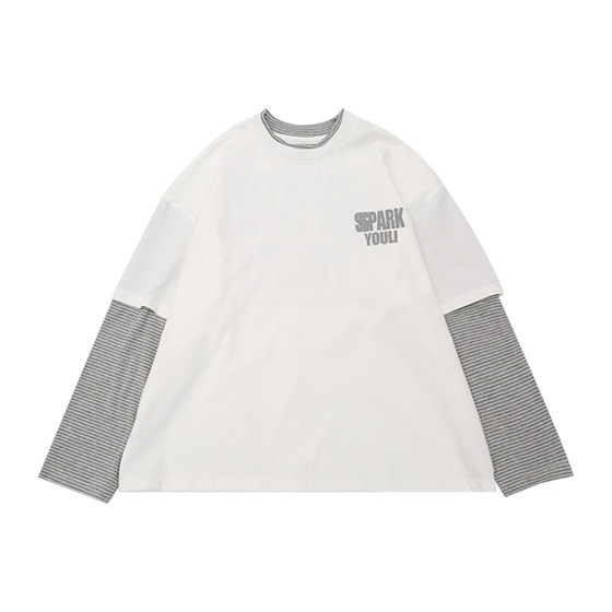 
Boys T-shirt long sleeve 2026 spring new style boys pure cotton base fake two-piece medium and large children's tops children's T-shirts