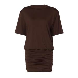 
Shemoda Lazy Style High Street Versatile Round Neck Short Sleeve Dress for Women Pure Desire High Waist Slim Pleated Hip Skirt