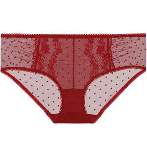 
Aimeili Lace Polka Dot Mesh Panties Women's Pure Cotton Bottom Crotch Covering Hips Without Crotch Sexy Low Waist Boxer Briefs Breathable