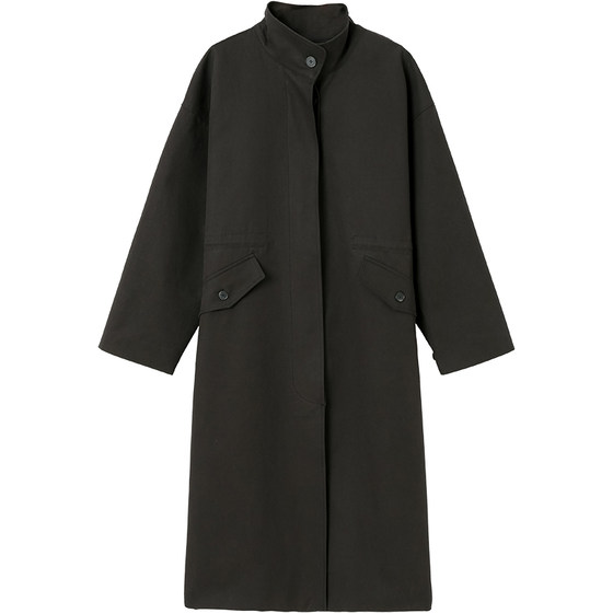 
No need for Korean literature and art 2025 new autumn and winter women's loose stand-up collar long over-the-knee temperament windbreaker women's jacket