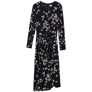 
French floral design black dress early spring new long skirt high-end skirt for women P45L108