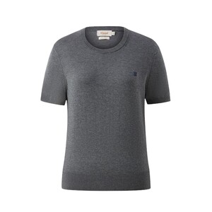 
Eland knitted T-shirt men's and women's round neck basic short-sleeved thin fitted cotton top summer
