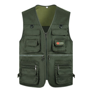 
Multi-pocket vest for middle-aged and elderly men's outdoor leisure vest loose large size daddy's vest fishing photography horse clip