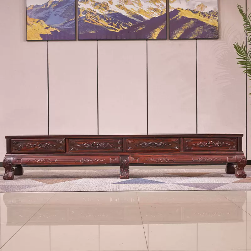 印尼黑酸枝红木电视柜阔叶黄檀新中式地柜家具组合客厅电视机条柜