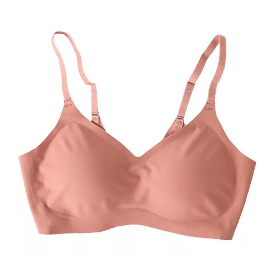 Japan's peaceless underwear invisible discharge without steel rims, fine shoulder straps, sports chest, thick chest pads gathered bra
