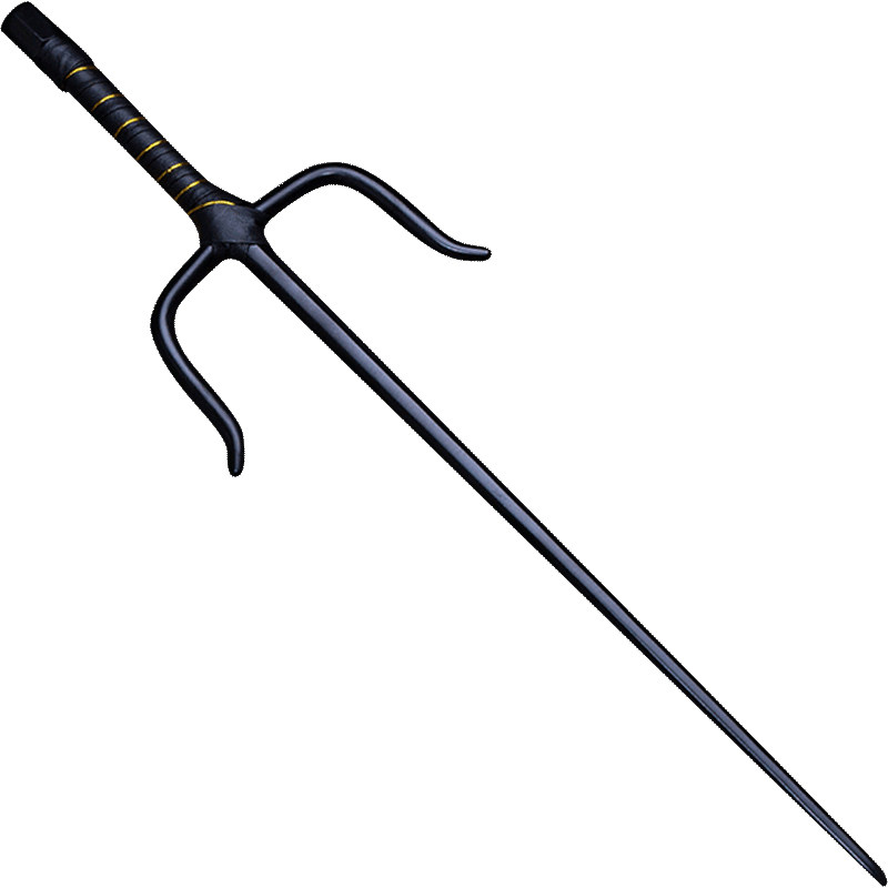 Charcoal Black Solid Steel Double Iron Ruler Weapon Ronin Fork - Ten ...