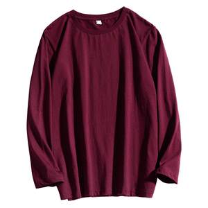 
ulzzang pure cotton long-sleeved T-shirt for men and women ins trendy burgundy cec super hot versatile loose slimming bottoming top