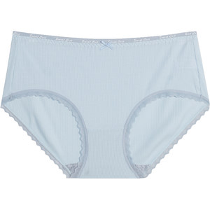 Sanfu low waist underwear women's contrasting lace bow ribbed elastic hip cotton crotch women's underwear 428158