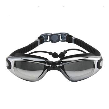 Phillip swim goggles myopia large frame electroplating with earplugs
