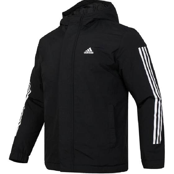 
Adidas Adidas men's three-stripe cotton jacket with hooded warm sports and casual trendy jacket