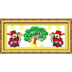 Cotton Thread Cross Stitch 2023 New Embroidery Business Is Booming, The Finished Product Of The Money Tree Has Been Embroidered For Sale, Machine Embroidery Of The God Of Wealth