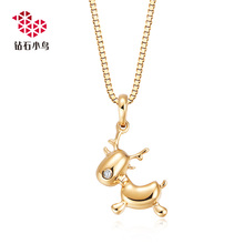 Zbird 18K Золотой бриллиантовый кулон Женское бриллиантовое ожерелье Оригинальный кулон - олень Bambi