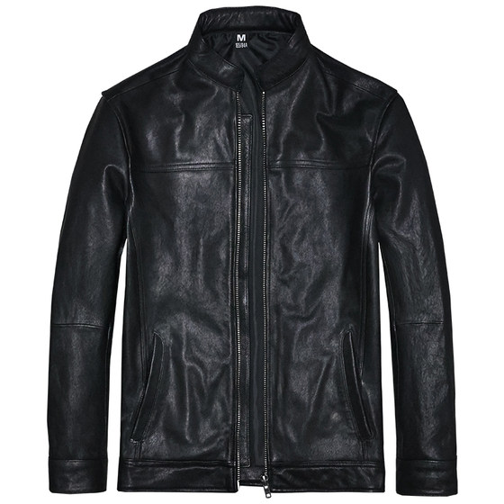 No coating head layer cotton leather leather coat men's slim heavy vegetable washing vegetable tanning as old collar, simple casual retro jacket
