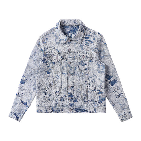 
Yuxi original design high-quality men's denim jacket fashionable and old versatile casual jacket top coat 094