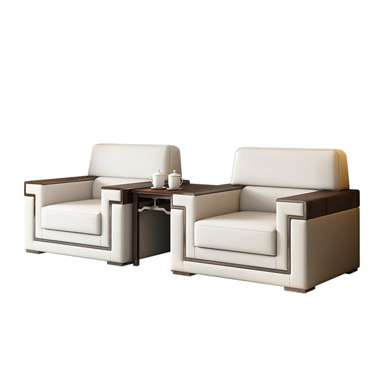 Office sofa genuine leather business negotiation lobby reception room government VIP reception room single coffee table combination set