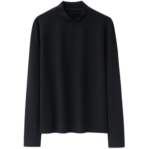 Acha and Agu half high collar black long -sleeved T -shirt men's Korean version of the basic casual bottoming shirt top