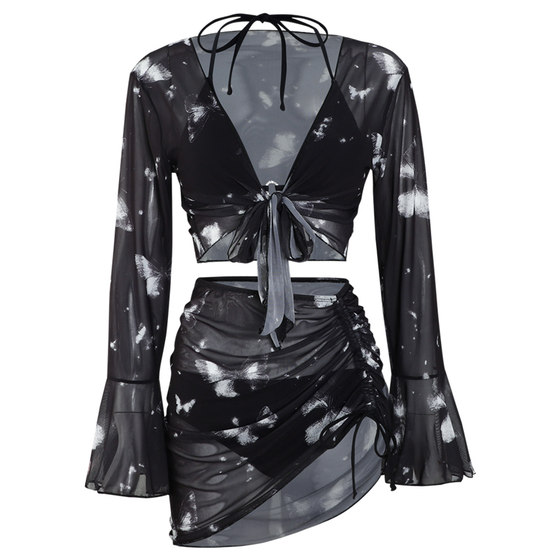 
anqinwind2024 new split swimsuit women's four-piece sexy bikini push-up vacation hot spring swimsuit