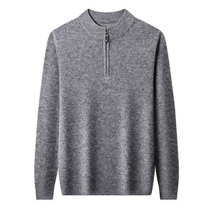 
Chunzhu Winter Pure Cashmere Sweater Men's Half-High Zip Collar Sweater Middle-aged and Elderly Loose Thickened Warm Bottoming Shirt