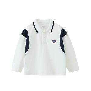 
[College style] Qiqi Xiong boys' T-shirt long-sleeved baby polo shirt lapel children's tops children's clothes girls