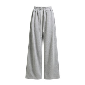 
Tall lengthened light gray sports pants for women spring and autumn new high-waisted casual drape floor-length wide-leg pants