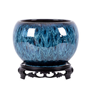 Scandinavian flowerpot Simple indoor ceramic with tray, spherical, large, oversized, individual, chlorophytum comosum, green Luo orchid flowerpot