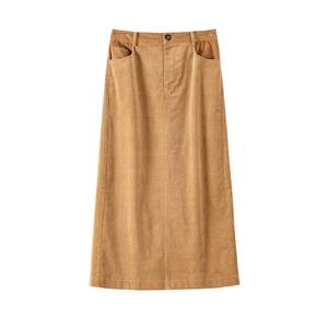 
[Same style as Wang Herun] BANANA CICI 2025 winter corduroy straight high-waisted long skirt